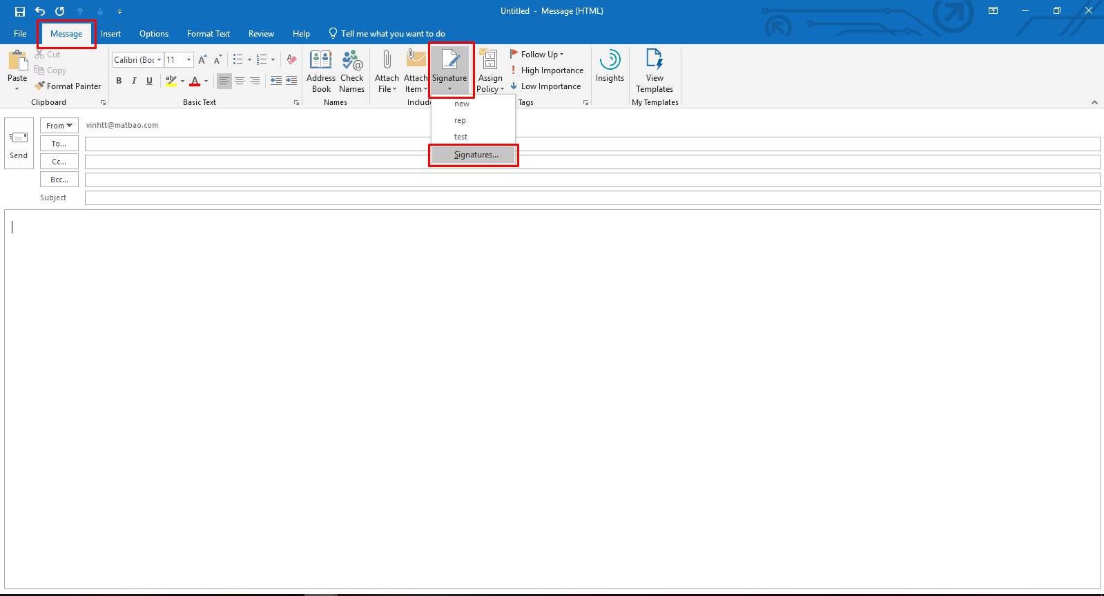 how to add signature in outlook 2021