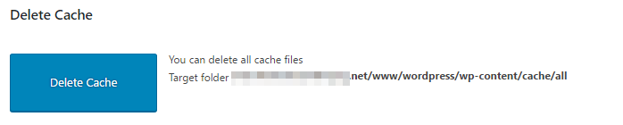 Bạn có thể tìm thấy tùy chọn xóa bộ nhớ cache trong WP Fastest Cache trong tab "Delete Cache".