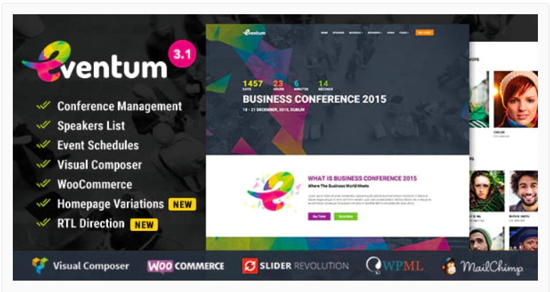 Eventum là một chủ đề WordPress thân thiện với SEO để tạo các trang web sự kiện và hội nghị.
