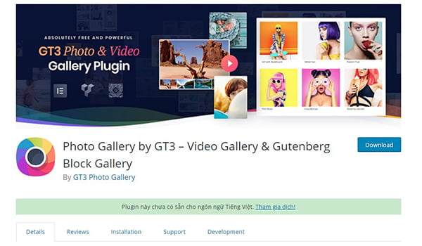 GT3 Photo & Video Gallery là một Plugin miễn phí.