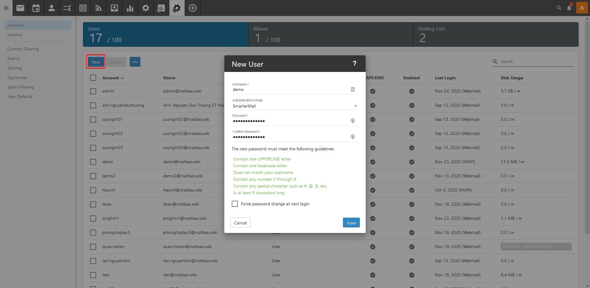 Hướng dẫn sử dụng cơ bản tính năng quản trị Account - Email 4B v2 ...