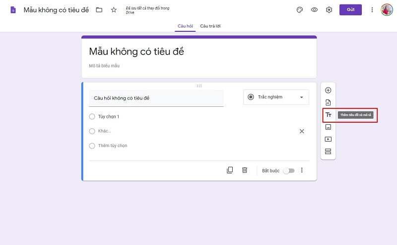 cách thêm tiêu đề mới cho google form