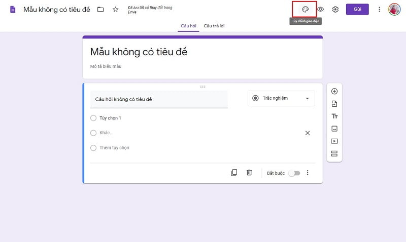 cách chọn tông màu nền cho google form