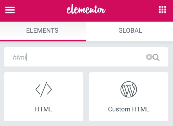 html widget của elementor