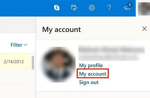 Click on the Profile icon in the upper right corner and select the option My Account