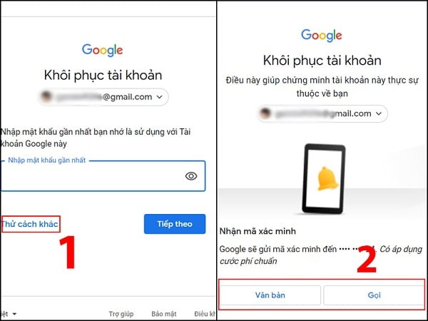 Gmail sẽ gửi mã để xác minh đây có phải tài khoản Email của bạn không?