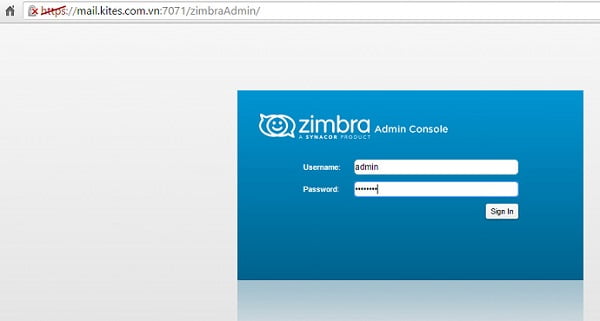 Cài đặt thành công Zimbra Mail Server.