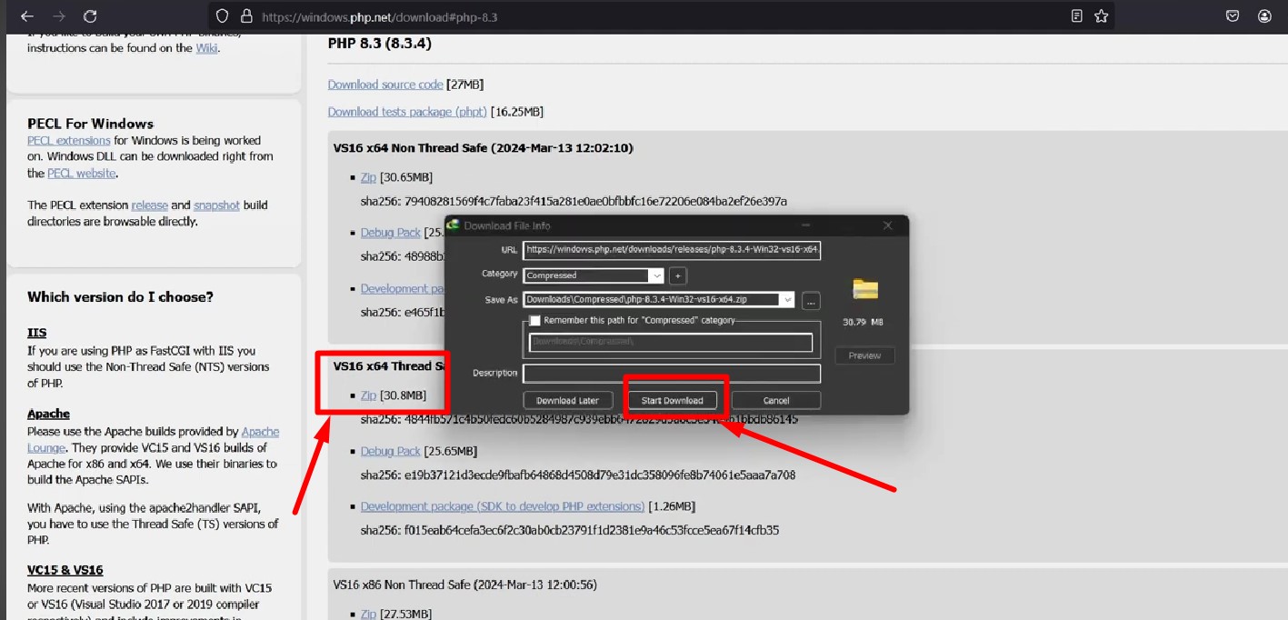Tiến hành cài đặt php trên máy tính