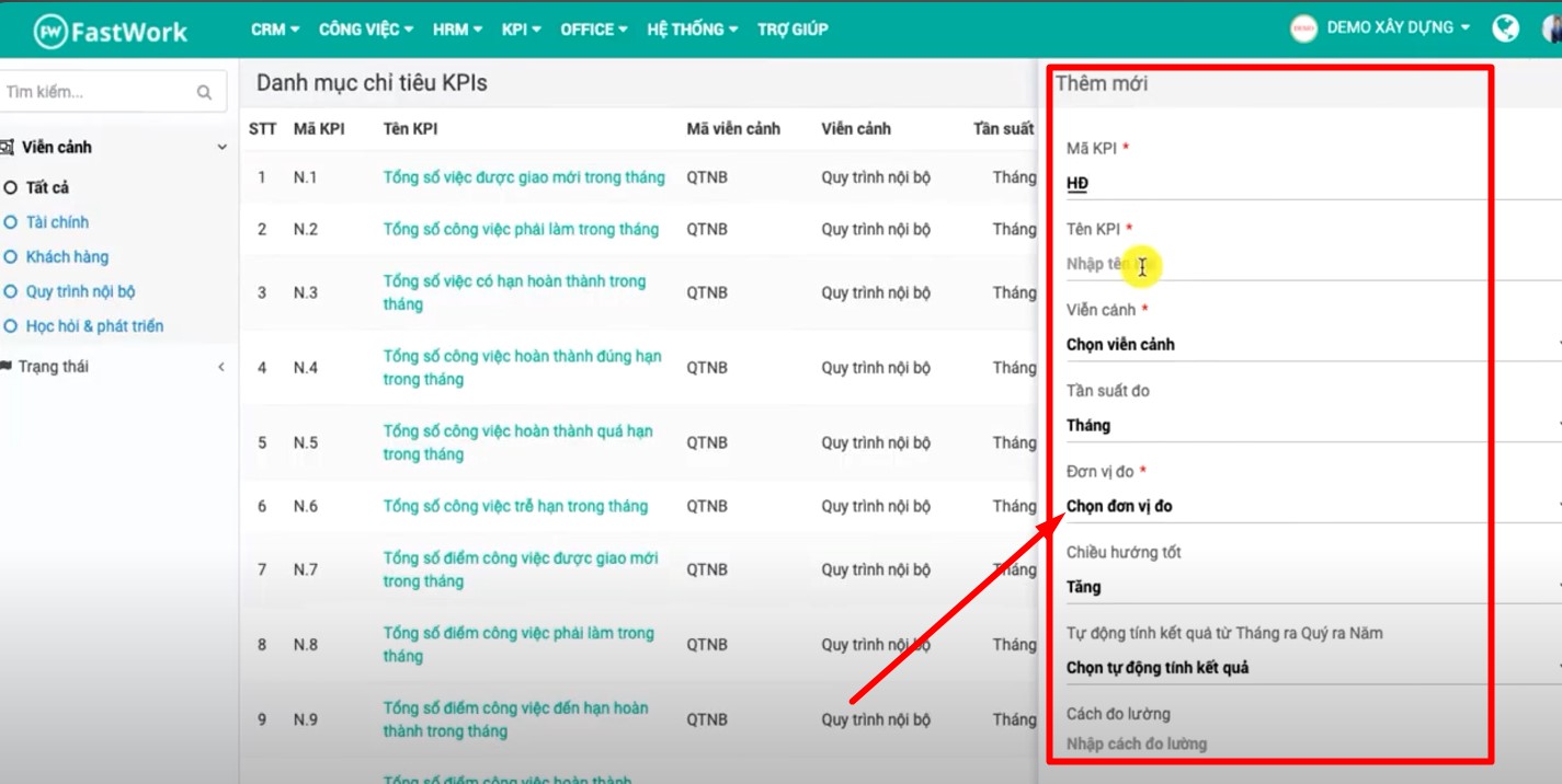 Thiết lập phần mềm KPI quản lý vị trí