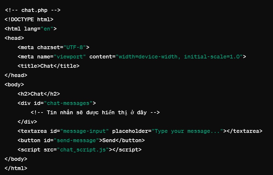 Giao diện chat real-time php