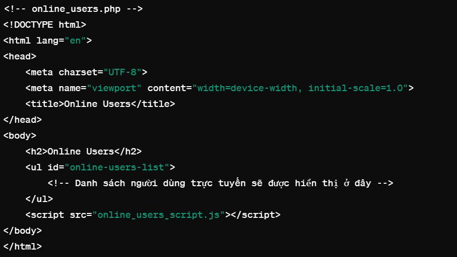 Giao diện danh sách người sử dụng chat real-time-php