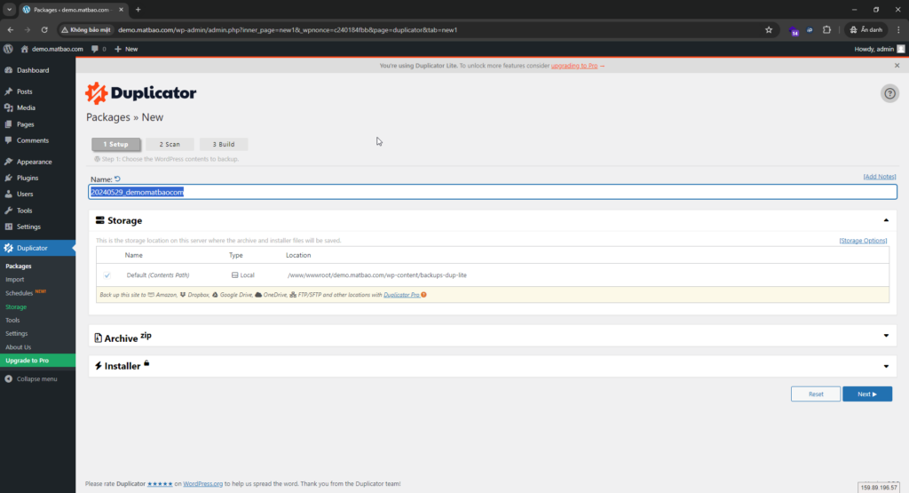 Hướng dẫn chuyển dữ liệu bằng Duplicator – WordPress Migration Plugin ...