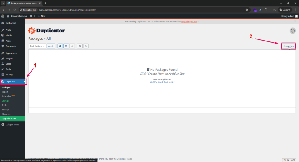 Hướng dẫn chuyển dữ liệu bằng Duplicator – WordPress Migration Plugin ...