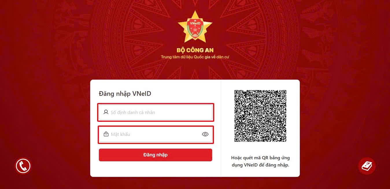 khôi phục mật khẩu VNeID