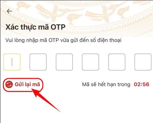 Nhận mã OTP và xác thực thông tin tài khoản định danh điện tử