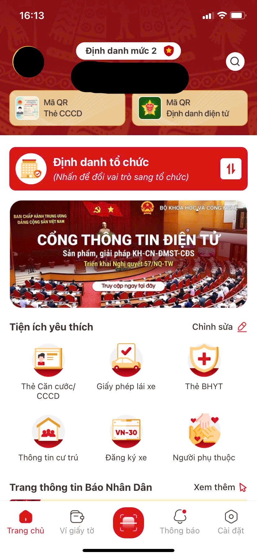 thay đổi mật khẩu và passcode trên VNeID