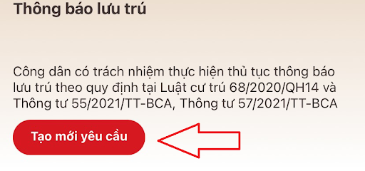 Thông báo lưu trú trên VNEID