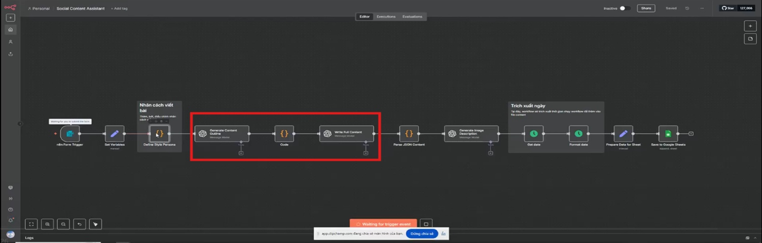 Tạo outline content cho workflow tạo nội dung social bằng n8n 