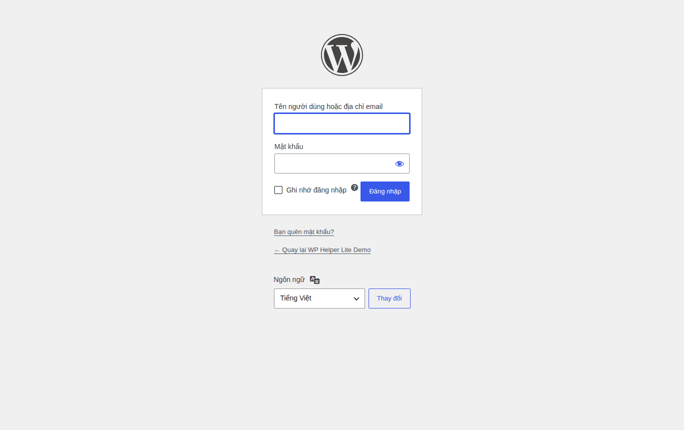 Màn hình đăng nhập quản trị WordPress