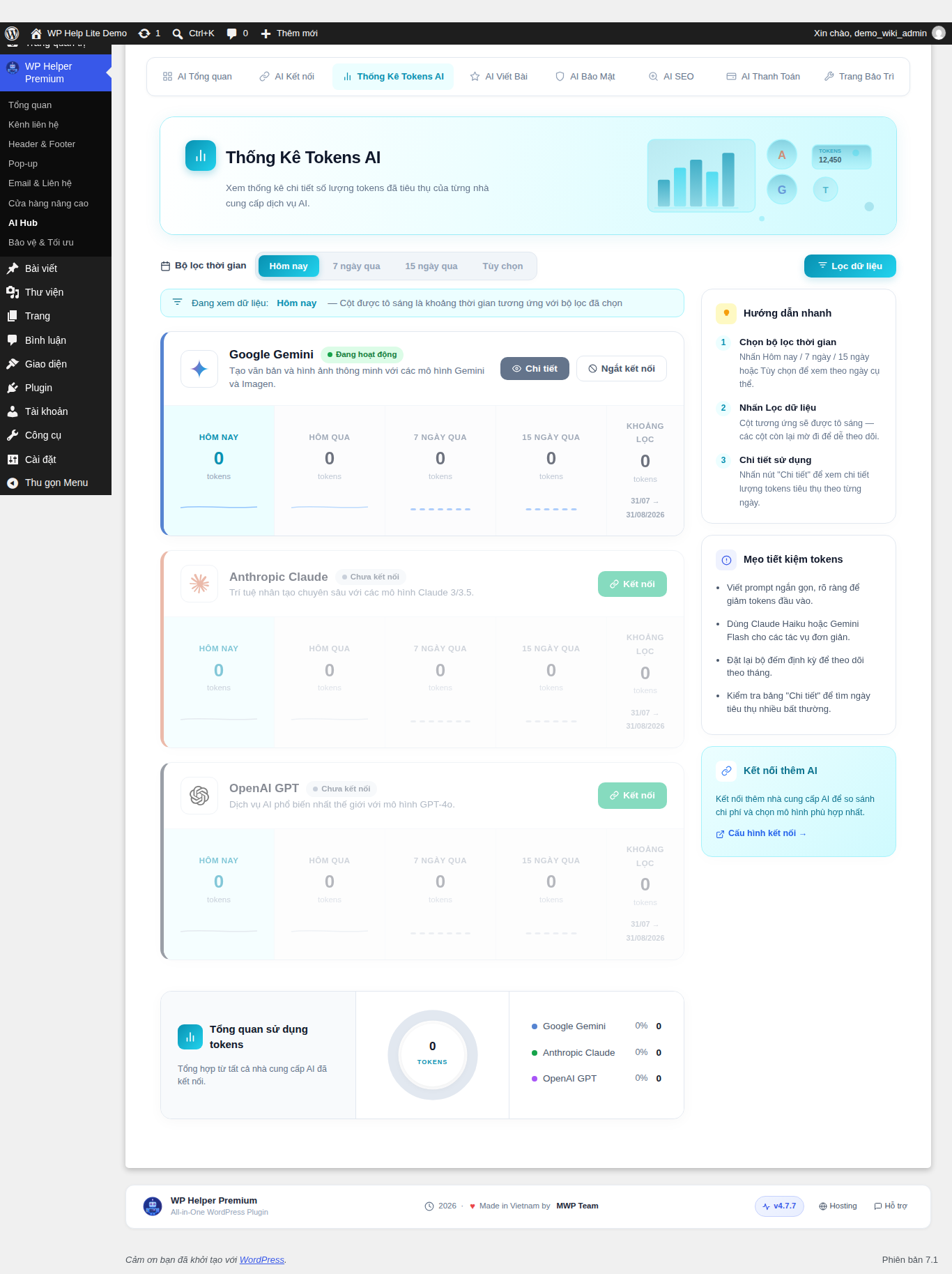 Thống Kê Tokens AI