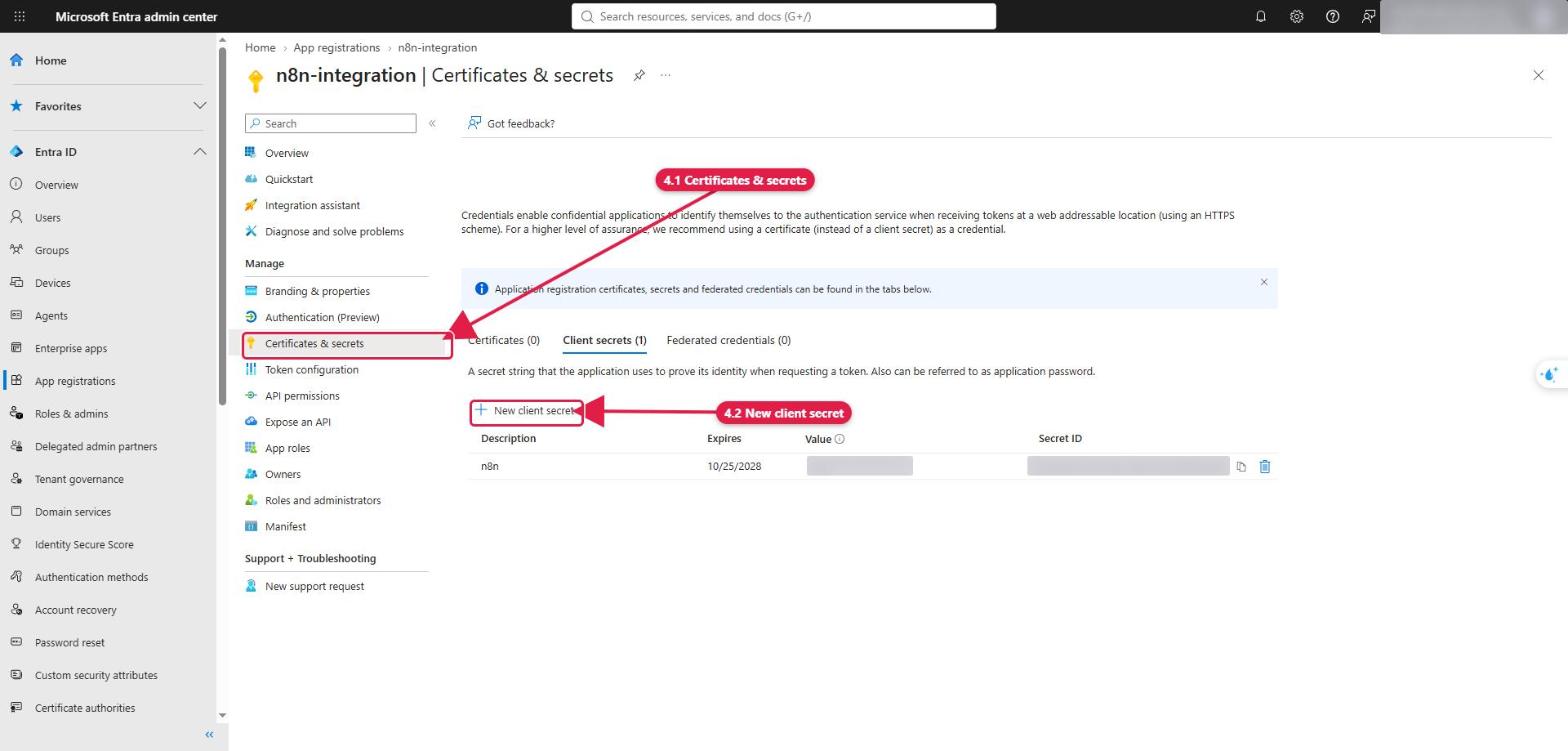 Vào Certificates & secrets, chọn New client secret