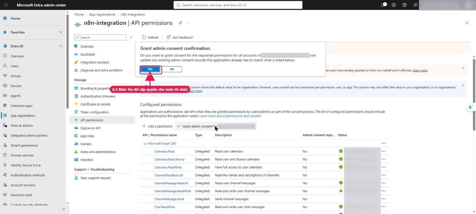 Xác nhận Grant admin consent