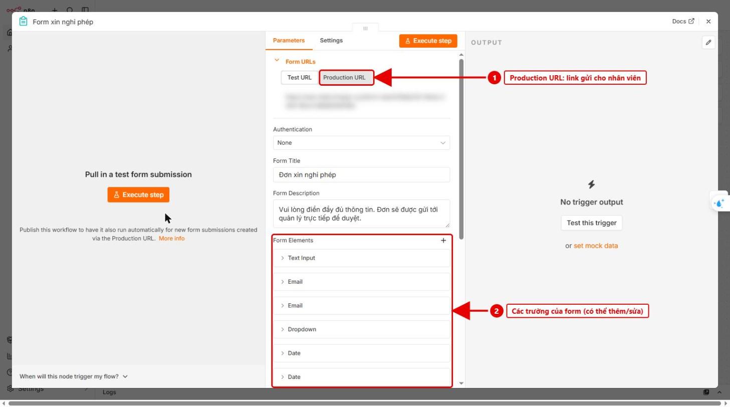 Hình 5: Lấy Production URL của form (đường dẫn đã che mờ)