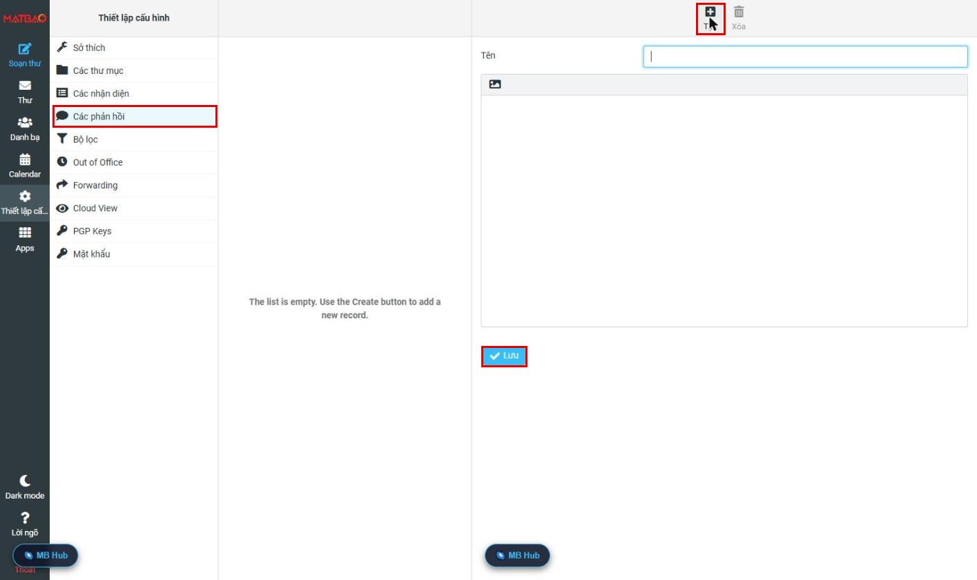 Tạo thư trả lời mẫu trên Webmail Email Pro V4