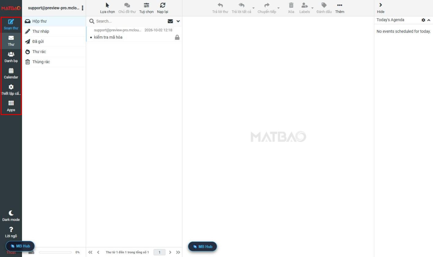 Giao diện chính Webmail Email Pro V4