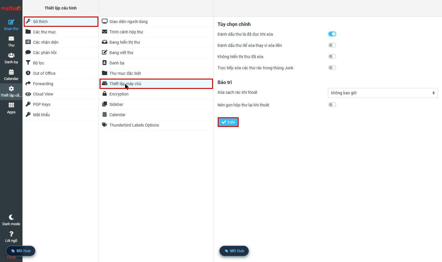 Thiết lập máy chủ Webmail Email Pro V4